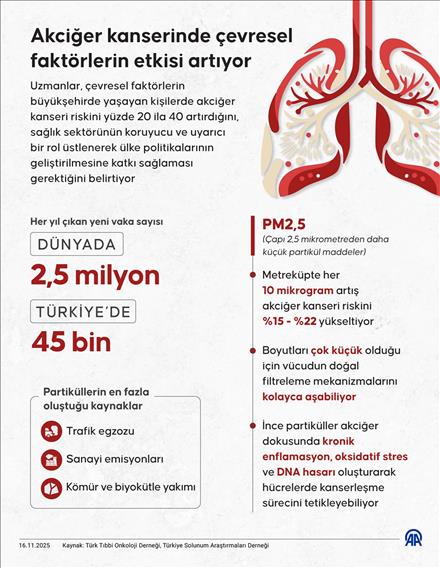 Akciğer kanserinde çevresel faktörlerin etkisi artıyor