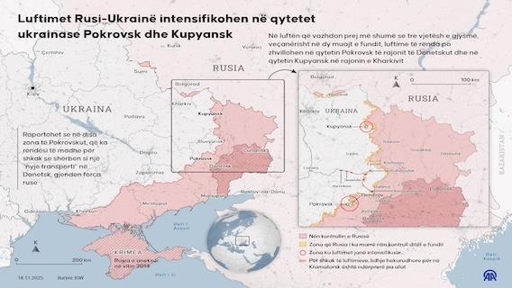 Luftimet Rusi-Ukrainë intensifikohen në qytetet ukrainase Pokrovsk dhe Kupyansk