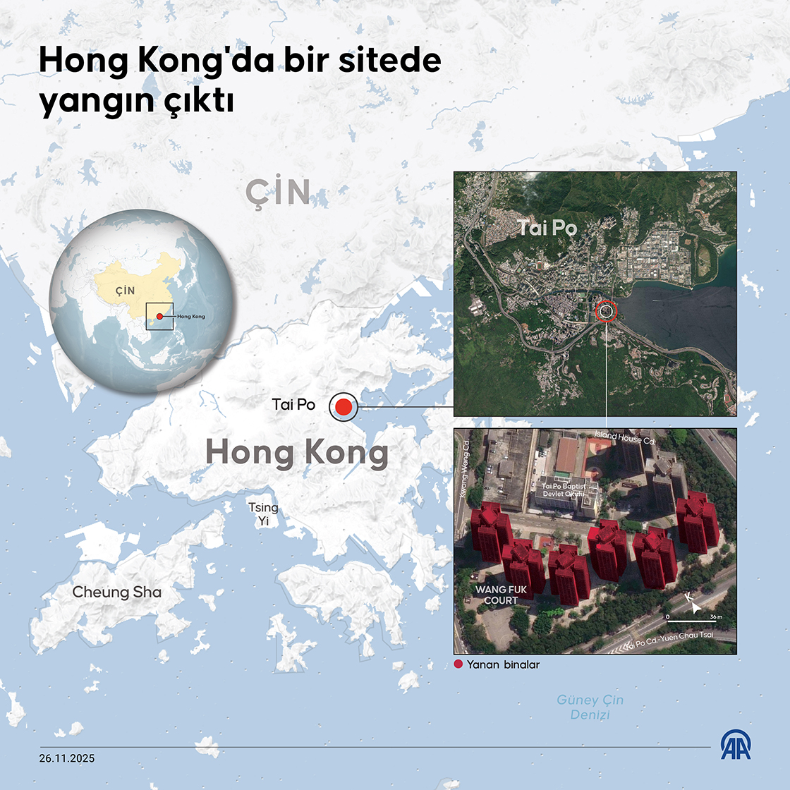 Hong Kong'da bir sitede çıkan yangında 4 kişi öldü, 8 kişi yaralandı