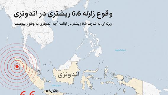 وقوع زلزله 6.6 ریشتری در اندونزی