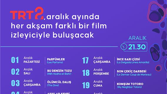 TRT 2'de aralık ayında her akşam farklı bir film izleyiciyle buluşacak