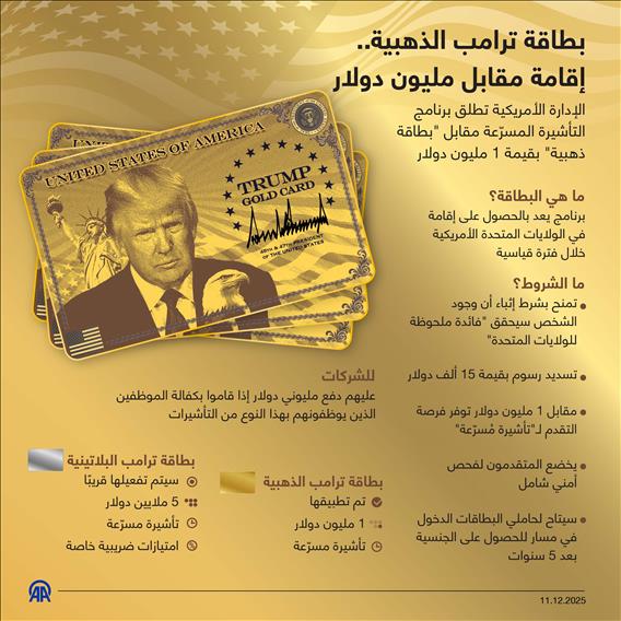 بطاقة ترامب الذهبية.. إقامة مقابل مليون دولار
