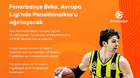 Fenerbahçe Beko, Avrupa Ligi'nde Panathinaikos'u ağırlayacak