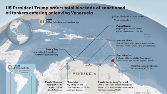 US President Trump orders total blockade of sanctioned oil tankers entering or leaving Venezuela