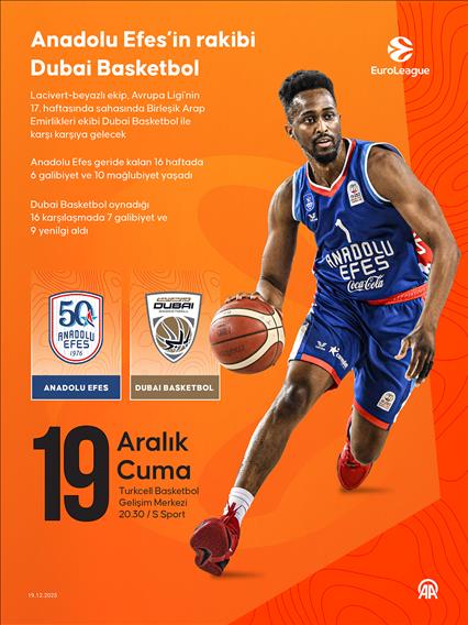 Anadolu Efes, Avrupa Ligi'nde Dubai Basketbol'u konuk edecek