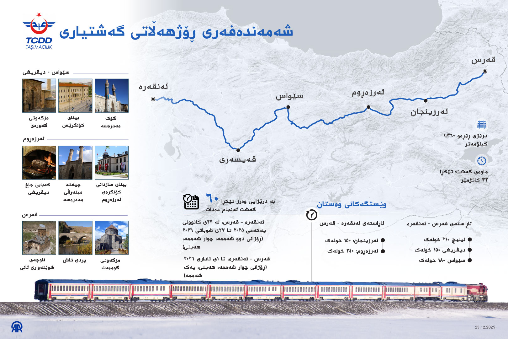 شەمەندەفەری ڕۆژهەڵاتی گەشتیاری دەست پێدەکات