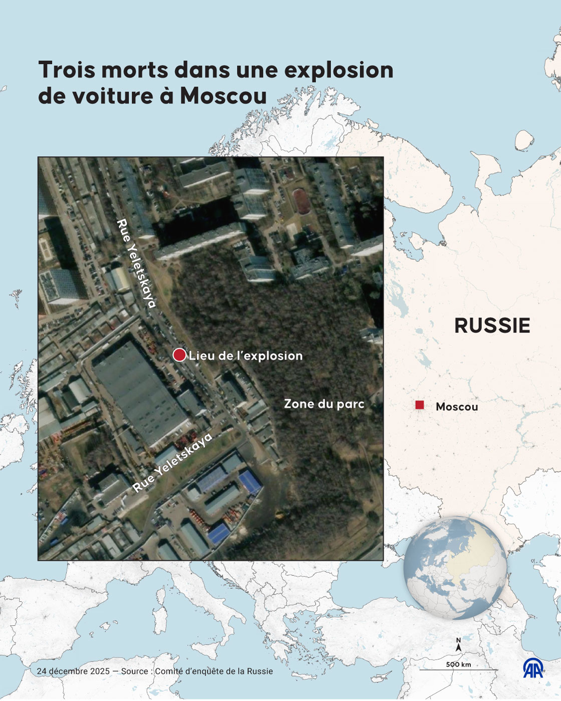 Trois morts dans une explosion de voiture à Moscou