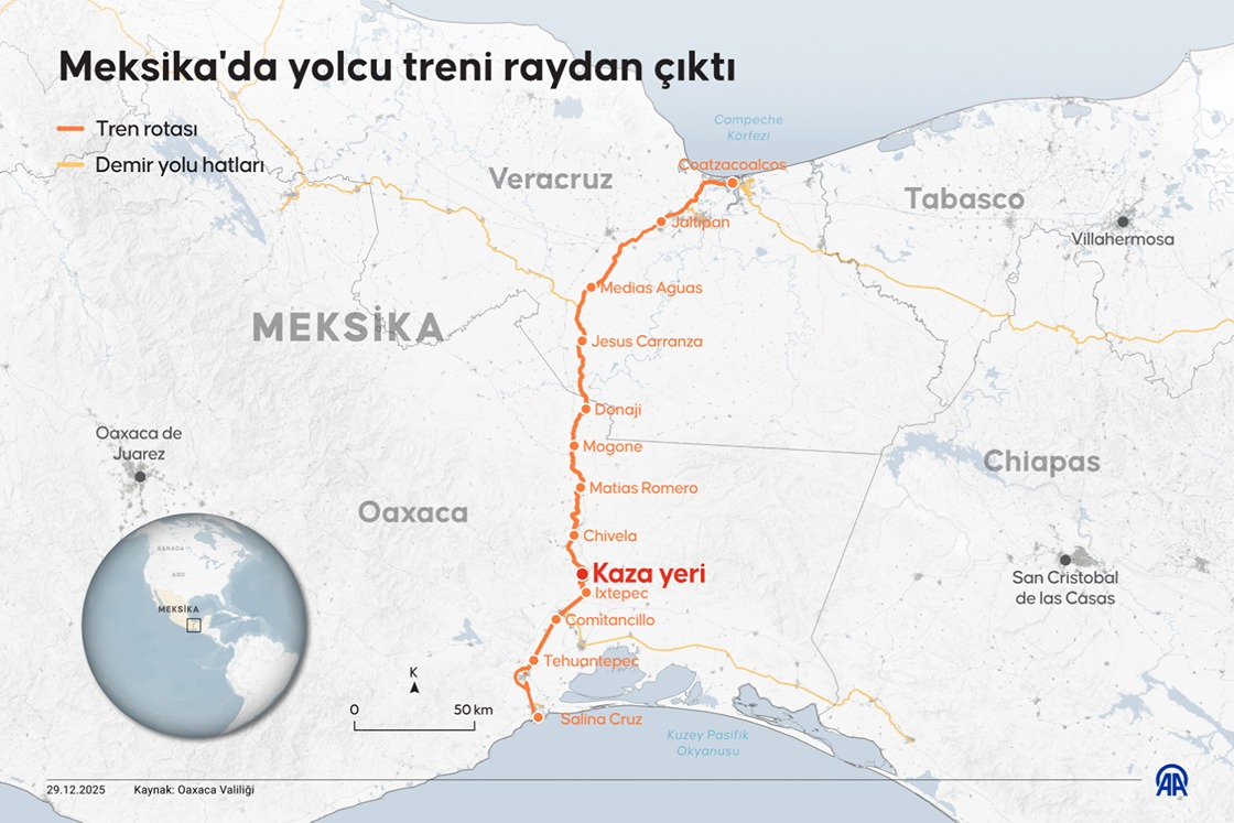 Meksika'da yolcu treni raydan çıktı