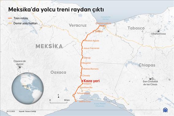 Meksika'da yolcu treni raydan çıktı