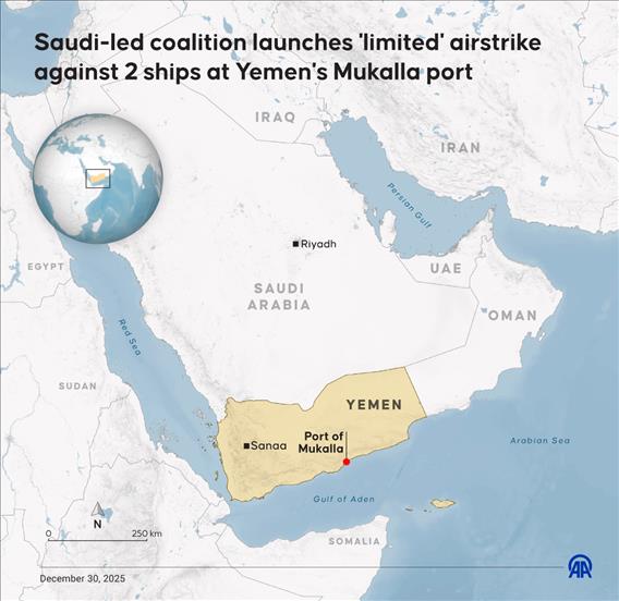 Saudi-led coalition launches 'limited' airstrike against 2 ships at Yemen's Mukalla port