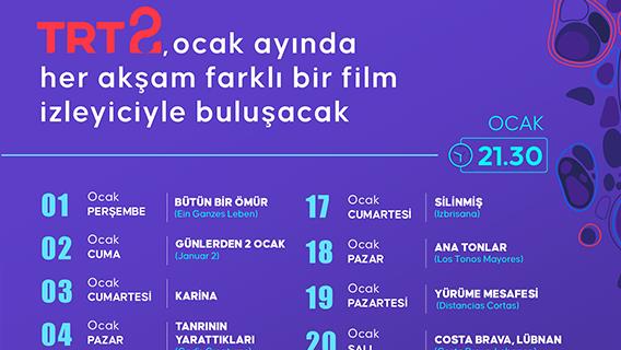 TRT 2'de ocak ayında her akşam farklı bir film izleyiciyle buluşacak