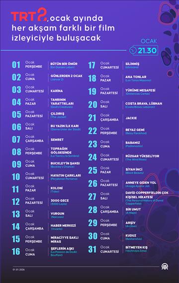 TRT 2'de ocak ayında her akşam farklı bir film izleyiciyle buluşacak