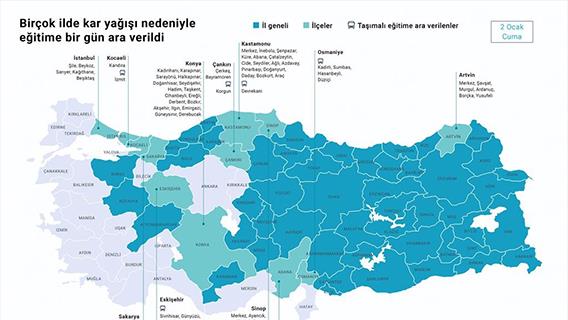 Birçok ilde kar nedeniyle eğitime ara verildi