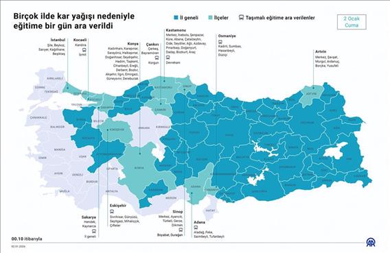 Birçok ilde kar nedeniyle eğitime ara verildi