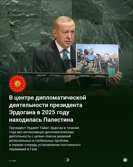 В центре дипломатической деятельности президента Эрдогана в 2025 году находилась Палестина