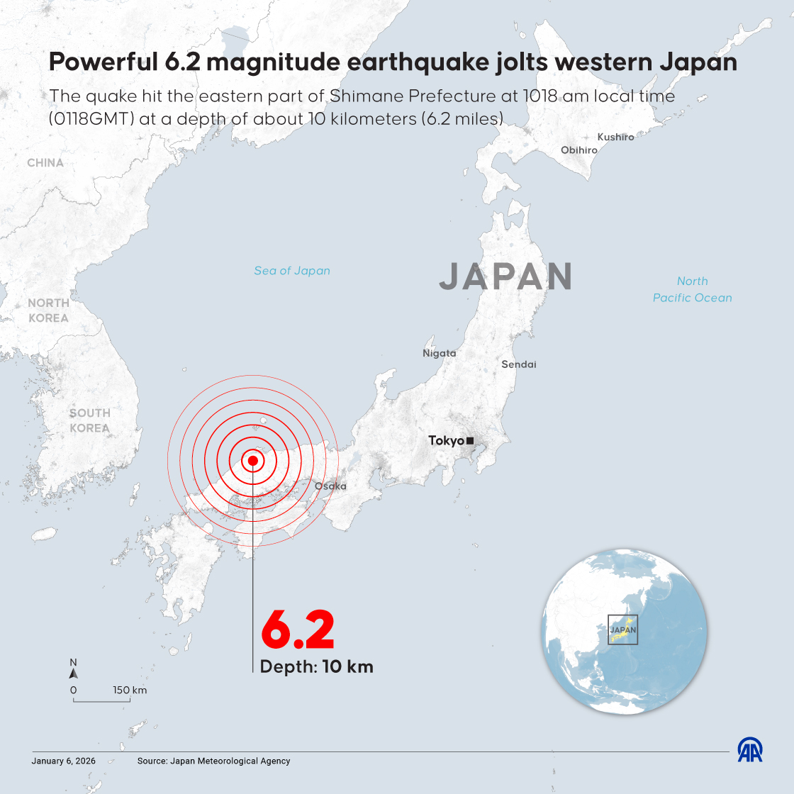 Powerful 6.2 magnitude earthquake jolts western Japan