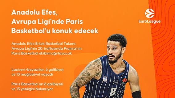 Anadolu Efes, Avrupa Ligi'nde Paris Basketbol'u konuk edecek