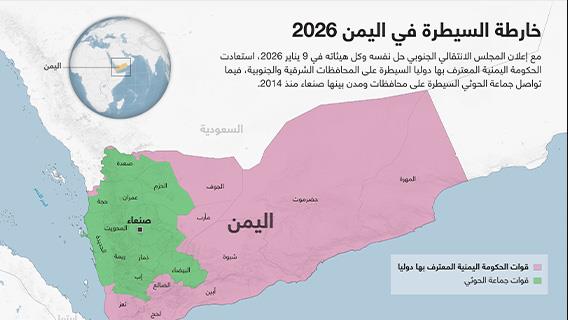 خارطة السيطرة في اليمن 2026