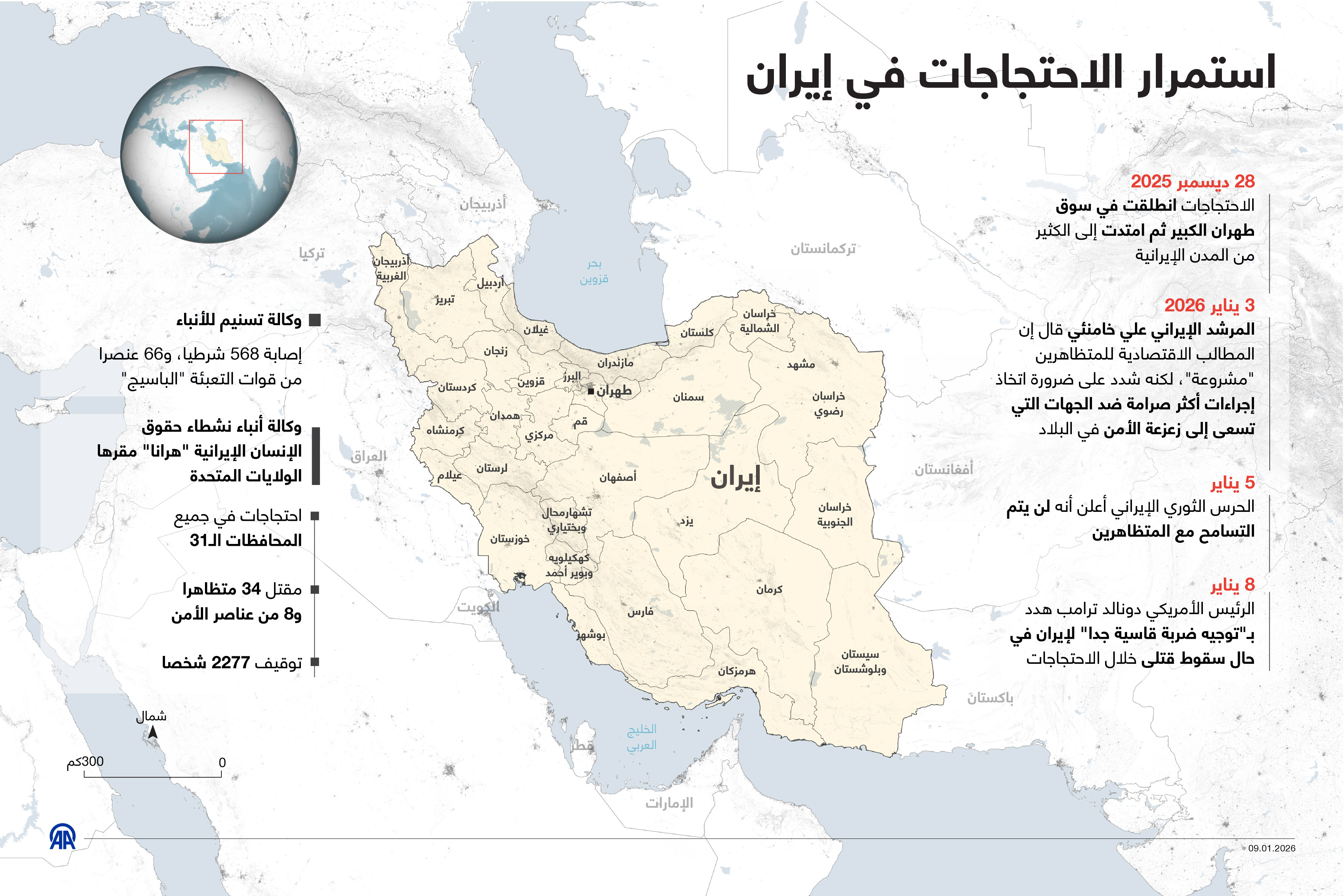 استمرار الاحتجاجات في إيران