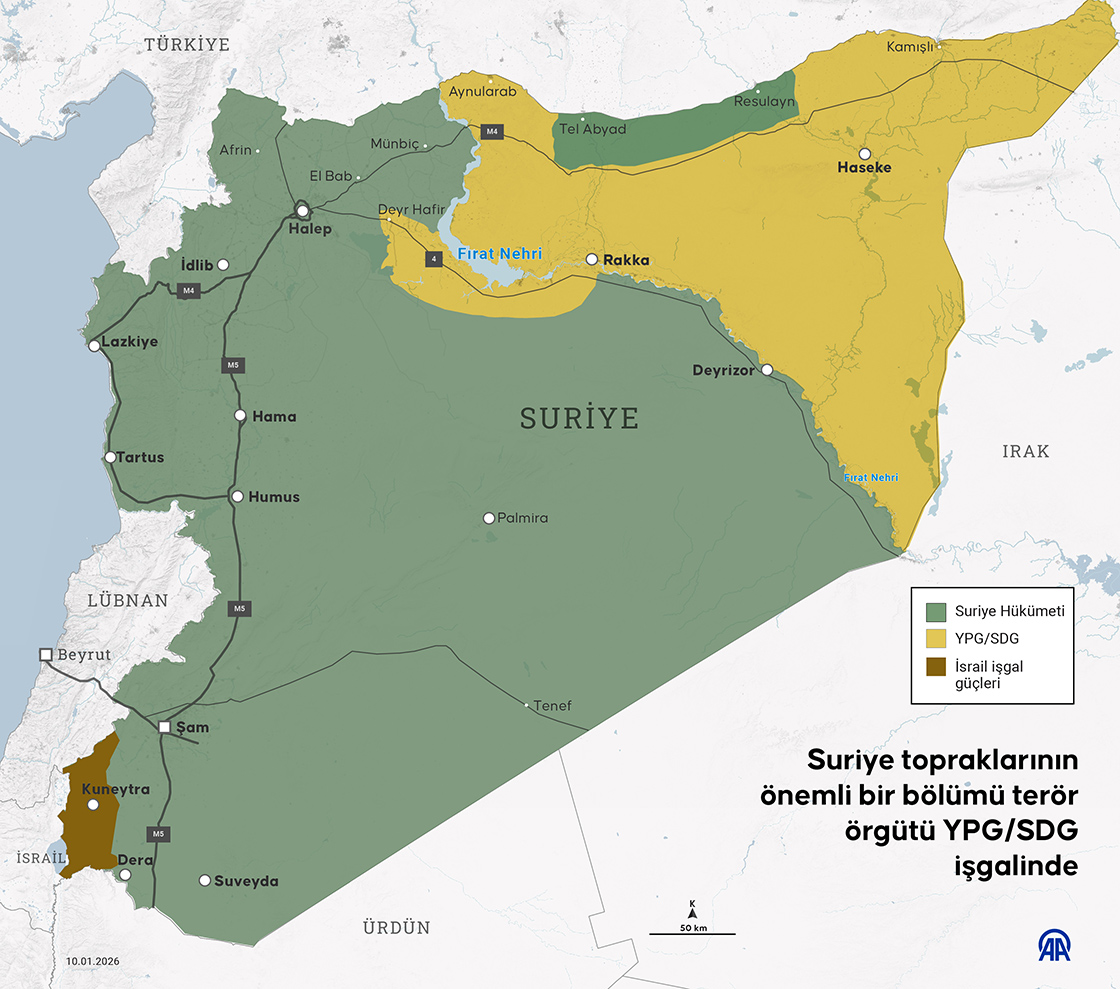Suriye topraklarının önemli bir bölümü terör örgütü YPG/SDG işgalinde