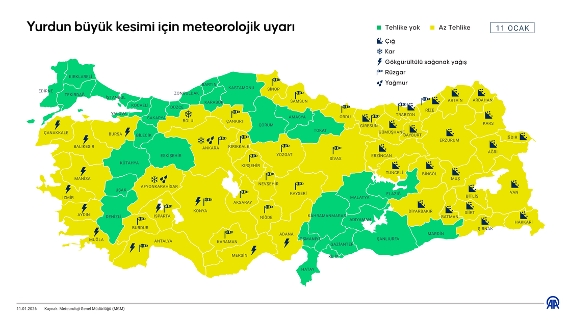 Yurdun büyük kesimi için meteorolojik uyarı