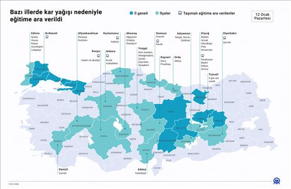 Bazı illerde kar yağışı nedeniyle eğitime ara verildi