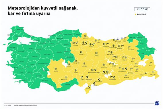 Meteorolojiden kuvvetli sağanak, kar ve fırtına uyarısı