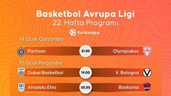 Basketbol Avrupa Ligi 22. hafta programı
