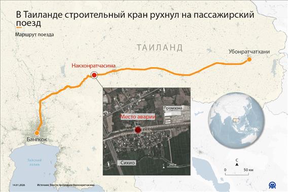 В Таиланде строительный кран рухнул на пассажирский поезд