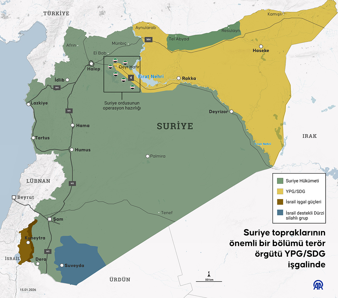 Suriye topraklarının önemli bir bölümü terör örgütü YPG/SDG işgalinde