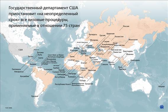 Государственный департамент США приостановит «на неопределенный срок» все визовые процедуры, применяемые в отношении 75 стран