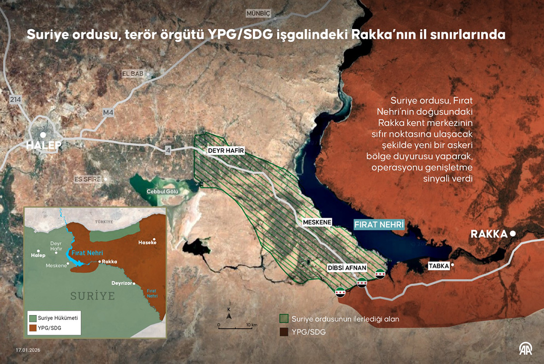 Suriye ordusu, terör örgütü YPG/SDG işgalindeki Rakka'nın il sınırında