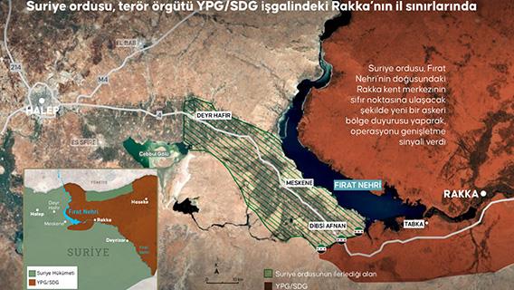 Suriye ordusu, terör örgütü YPG/SDG işgalindeki Rakka'nın il sınırında