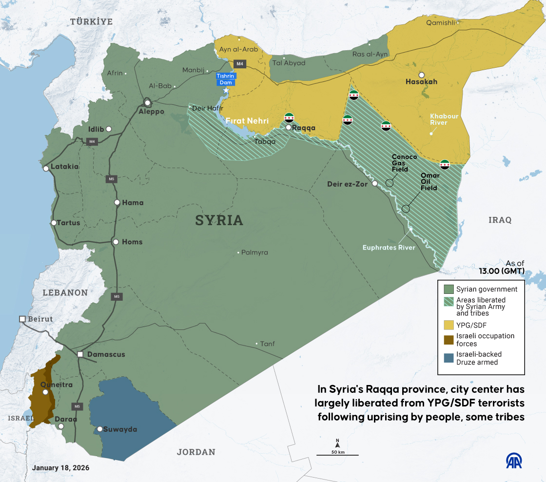 In Syria's Raqqa province, city center has largely liberated from YPG/SDF terrorists following uprising by people, some tribes