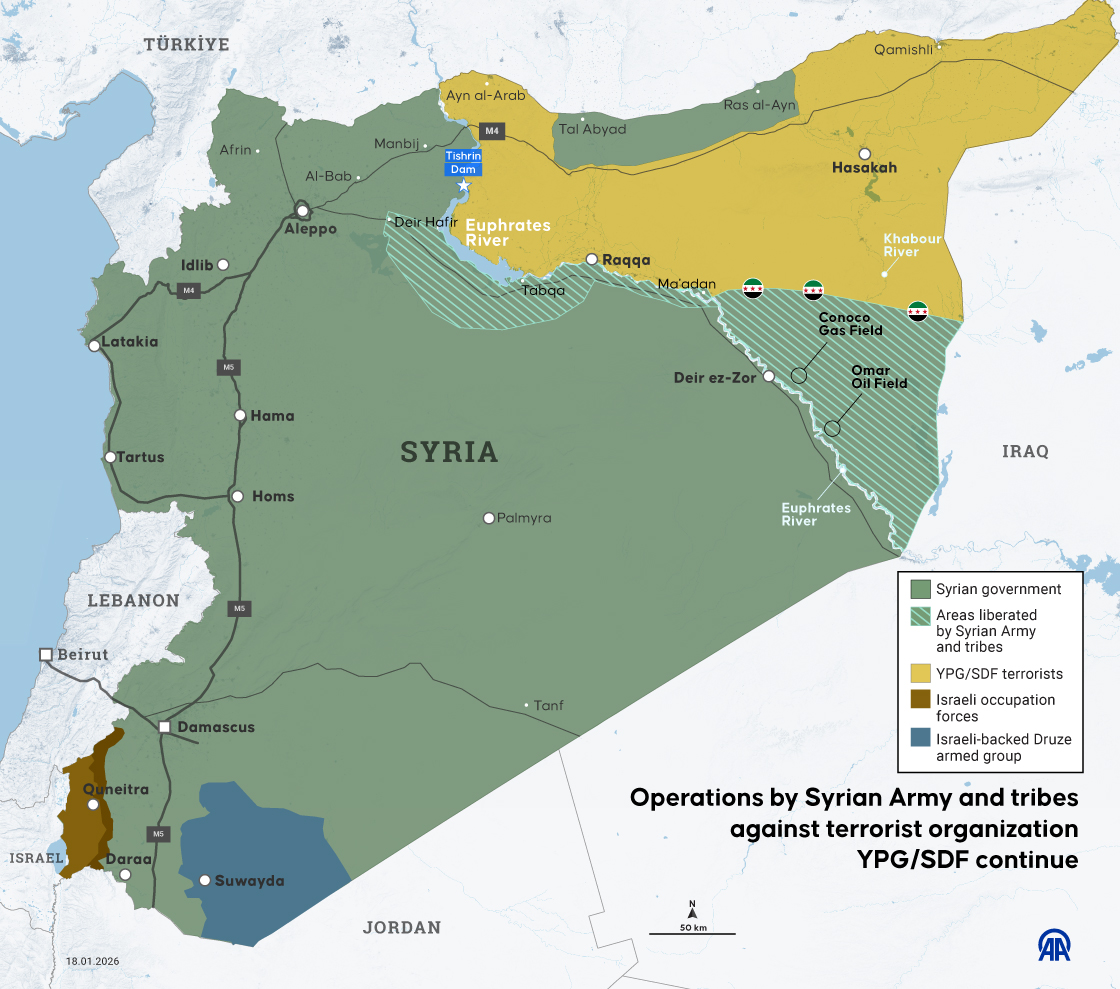 Operations by Syrian Army and tribes against terrorist organization YPG/SDF continue