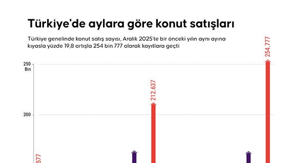 Türkiye'de aylara göre konut satışları