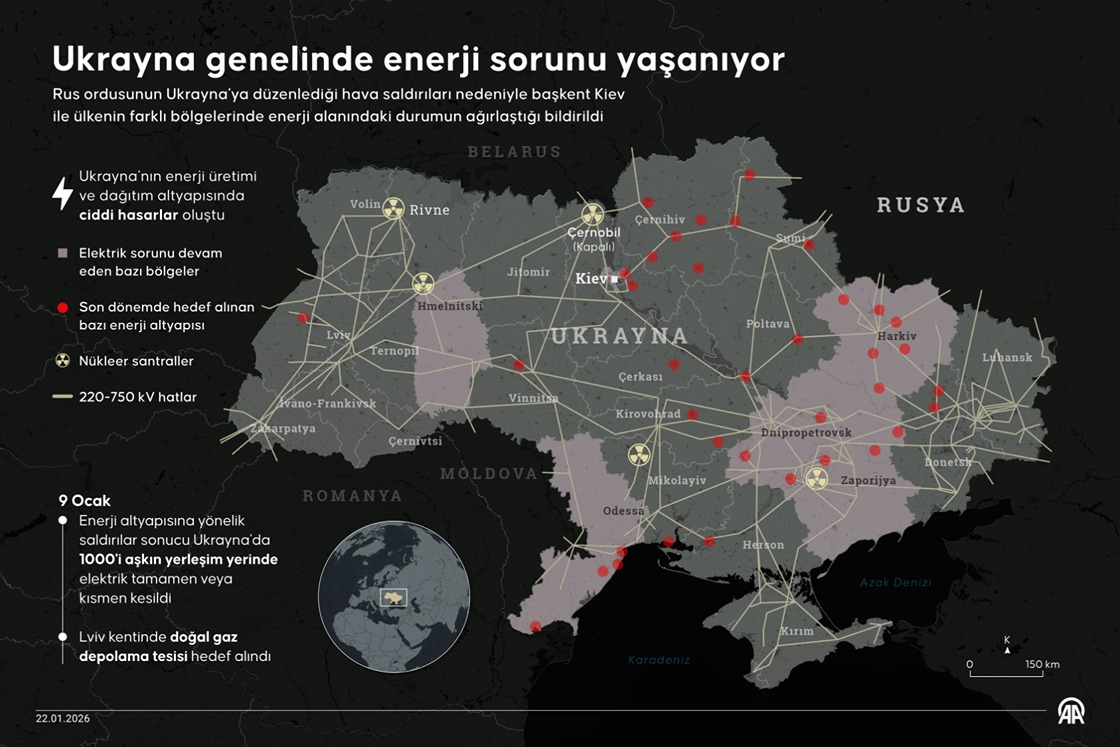Ukrayna genelinde enerji sorunu yaşanıyor