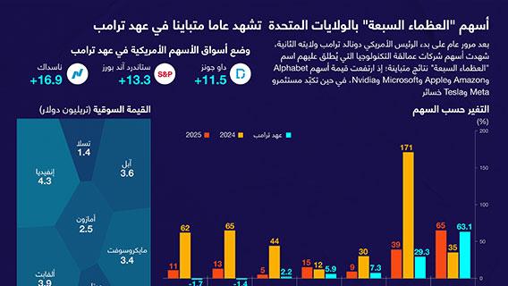 أسهم "العظماء السبعة" بالولايات المتحدة  تشهد عاما متباينا في عهد ترامب