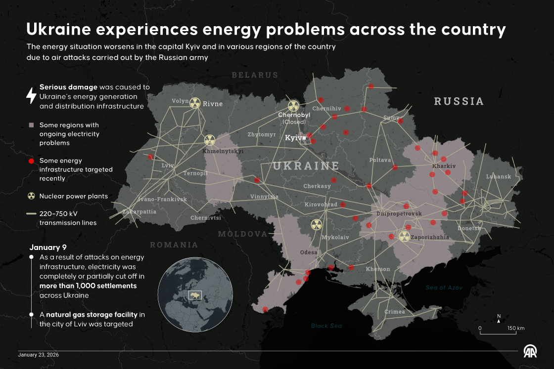 Ukraine experiences energy problems across the country