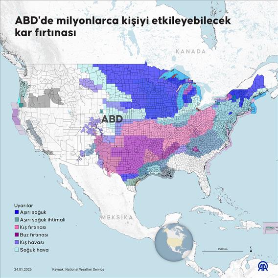 ABD'de etkili olan kar fırtınası nedeniyle 1000'den fazla uçuş iptal oldu