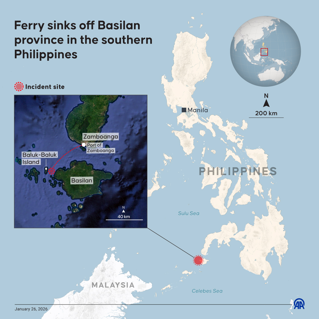 Ferry sinks off Basilan province in the southern Philippines