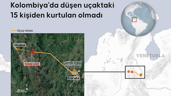 Kolombiya'da düşen uçaktaki 15 kişiden kurtulan olmadı