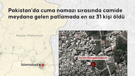Pakistan'da cuma namazı sırasında camide meydana gelen patlamada en az 31 kişi öldü