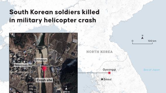 Two South Korean soldiers were killed when a military helicopter crashed in Gyeonggi province