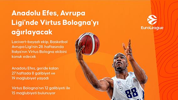 Anadolu Efes, Avrupa Ligi'nde Virtus Bologna'yı ağırlayacak