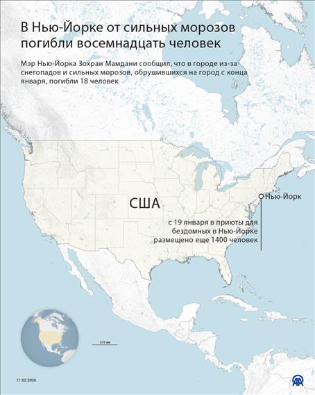 В Нью-Йорке от сильных морозов погибли восемнадцать человек