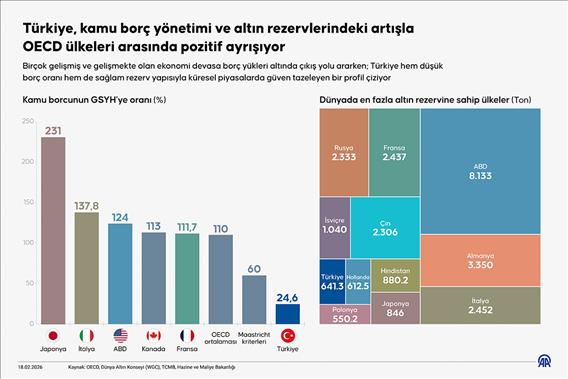 Türkiye, kamu borç yönetimi ve altın rezervlerindeki artışla OECD ülkeleri arasında pozitif ayrışıyor