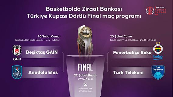 Basketbolda Ziraat Bankası Türkiye Kupası Dörtlü Final maç programı