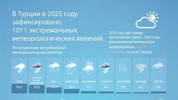 В Турции в 2025 году зафиксировано 1011 экстремальных метеорологических