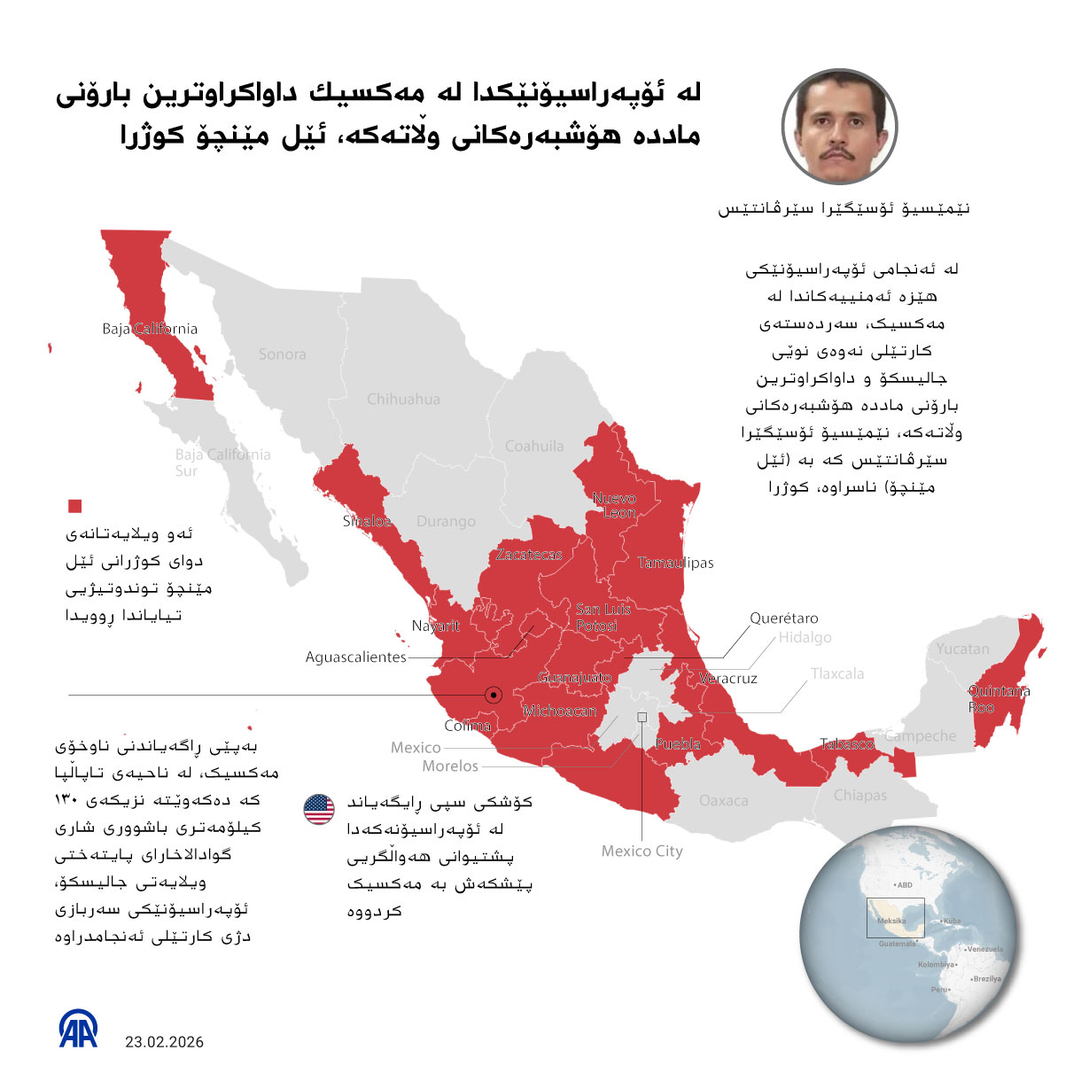 له‌ ئۆپه‌راسیۆنێكدا له‌ مه‌كسیك داواکراوترین بارۆنی ماددە هۆشبەرەکانی وڵاته‌كه‌، ئێل مێنچۆ كوژرا